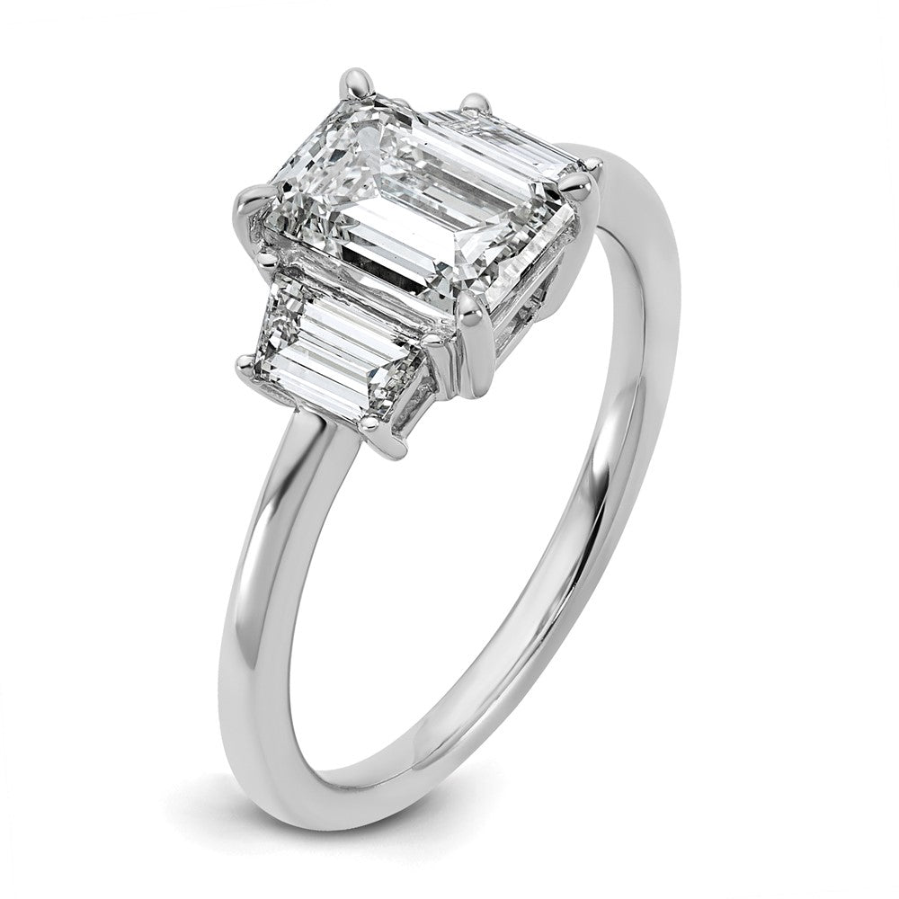 14K White Gold 1/2ct Lab Grown Dia VS+ F+ Semi Mount Emerald Center Ring