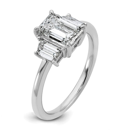 14K White Gold 1/2ct Lab Grown Dia VS+ F+ Semi Mount Emerald Center Ring