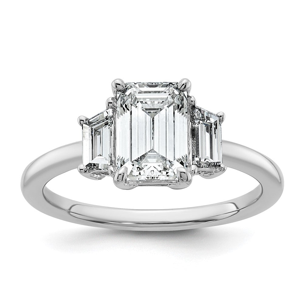 14K White Gold 1/2ct Lab Grown Dia VS+ F+ Semi Mount Emerald Center Ring