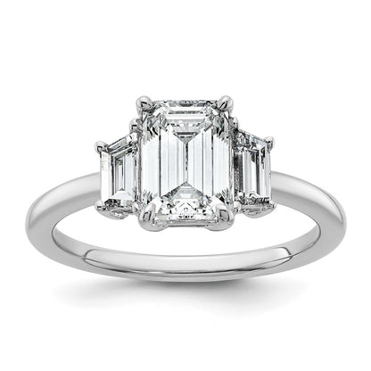 14K White Gold 1/2ct Lab Grown Dia VS+ F+ Semi Mount Emerald Center Ring