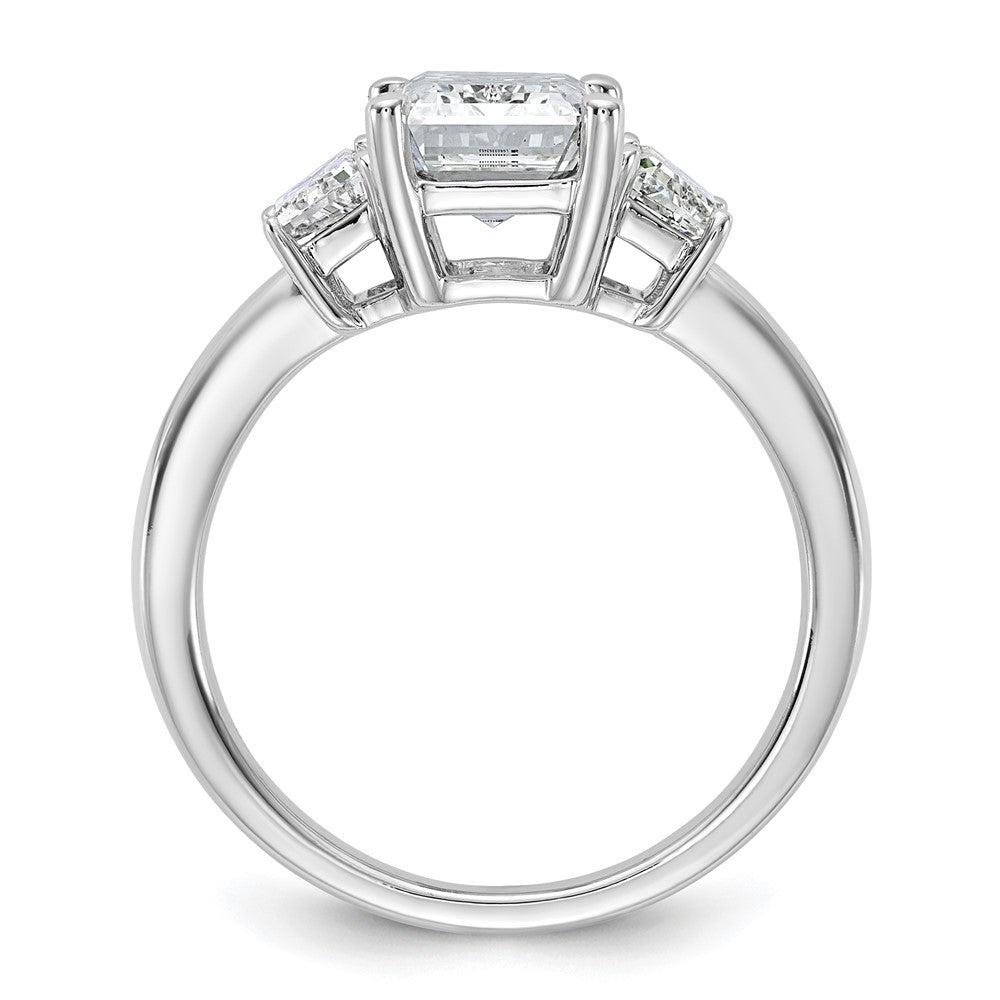 14K White Gold 3/4ct Lab Grown Dia VS+ F+ Semi Mount Emerald Center Ring
