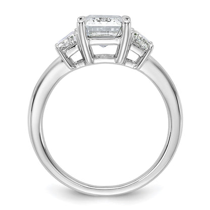 14K White Gold 3/4ct Lab Grown Dia VS+ F+ Semi Mount Emerald Center Ring