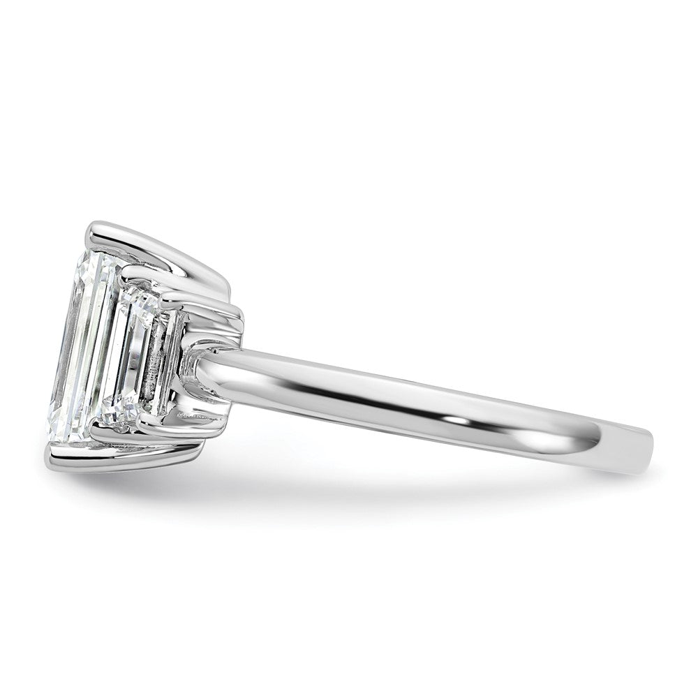 14K White Gold 3/4ct Lab Grown Dia VS+ F+ Semi Mount Emerald Center Ring