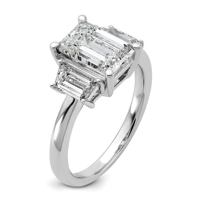 14K White Gold 3/4ct Lab Grown Dia VS+ F+ Semi Mount Emerald Center Ring