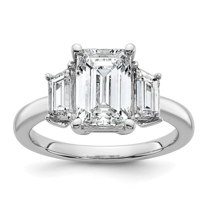 14K White Gold 3/4ct Lab Grown Dia VS+ F+ Semi Mount Emerald Center Ring