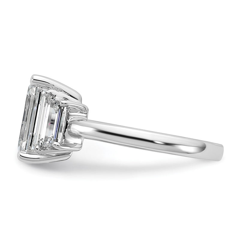 14K White Gold 1ct Lab Grown Dia VS+ F+ Semi Mount Emerald Center Ring