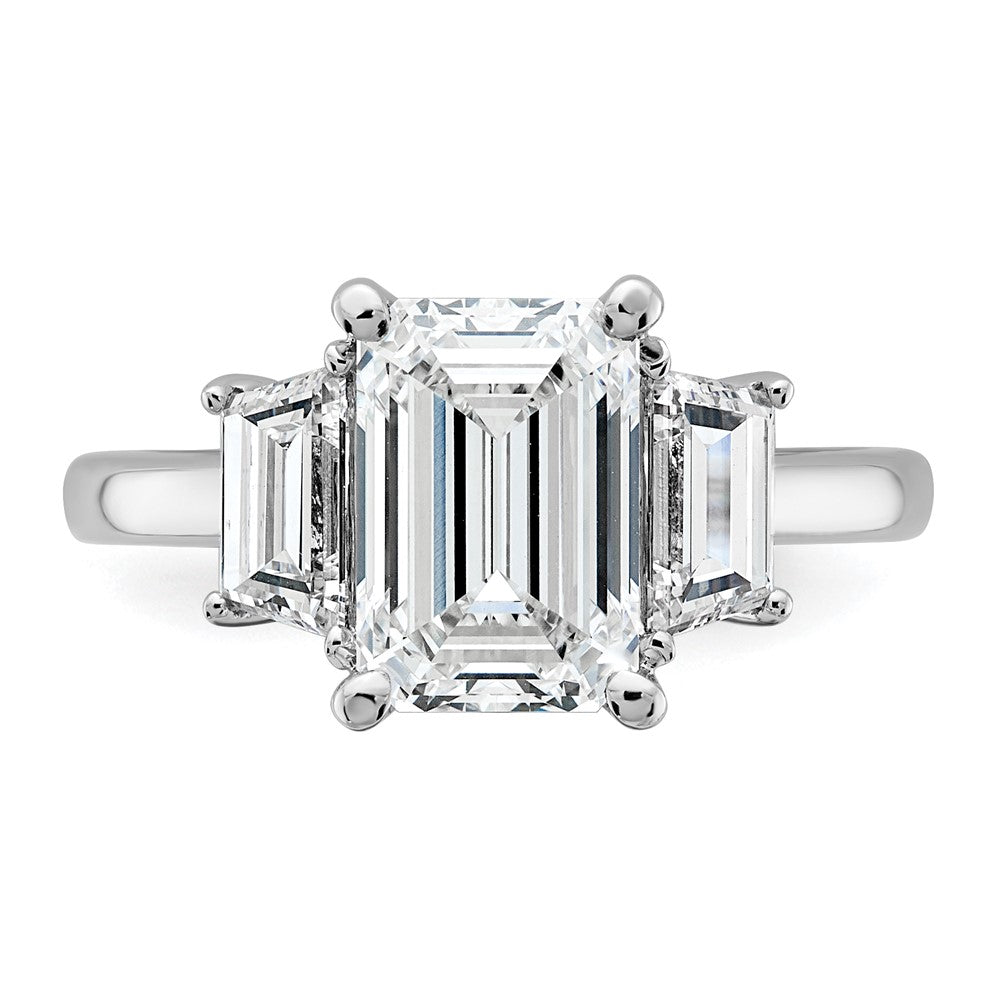 14K White Gold 1ct Lab Grown Dia VS+ F+ Semi Mount Emerald Center Ring