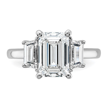 14K White Gold 1ct Lab Grown Dia VS+ F+ Semi Mount Emerald Center Ring