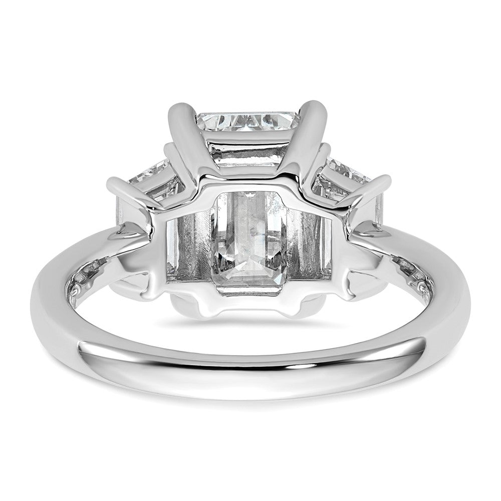 14K White Gold 1ct Lab Grown Dia VS+ F+ Semi Mount Emerald Center Ring