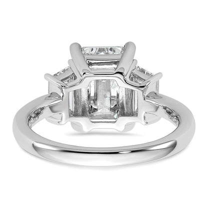 14K White Gold 1ct Lab Grown Dia VS+ F+ Semi Mount Emerald Center Ring