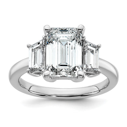 14K White Gold 1ct Lab Grown Dia VS+ F+ Semi Mount Emerald Center Ring