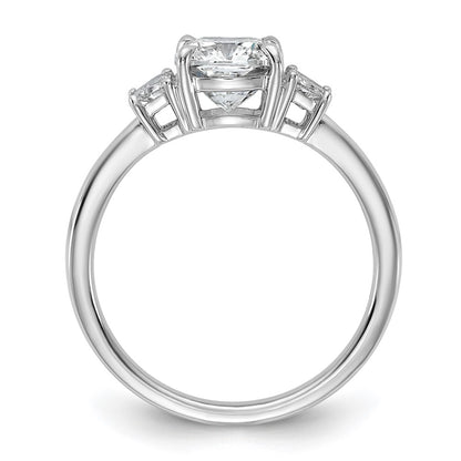14K White Gold 1 7/8 carat Lab Grown Diamond VS+ F+ Cushion and Half Moon Complete Three Stone Engagement Ring