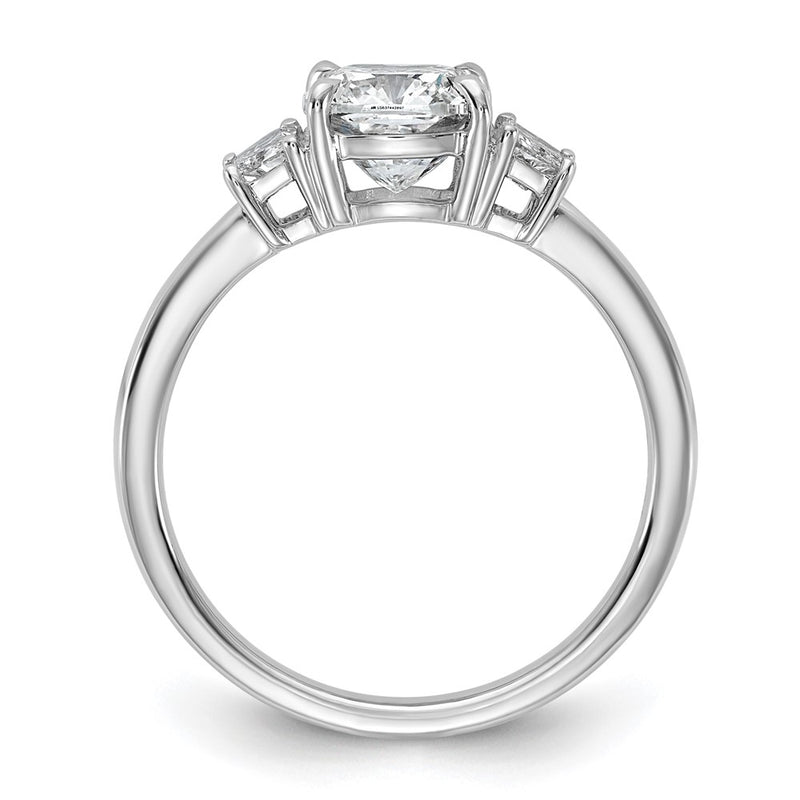 14K White Gold 1 7/8 carat Lab Grown Diamond VS+ F+ Cushion and Half Moon Complete Three Stone Engagement Ring