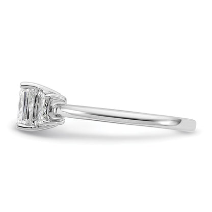 14K White Gold 3/8 carat Lab Grown Diamond VS+ F+ Trapezoid 1 carat Princess Center Semi Mount Three Stone Engagement Ring