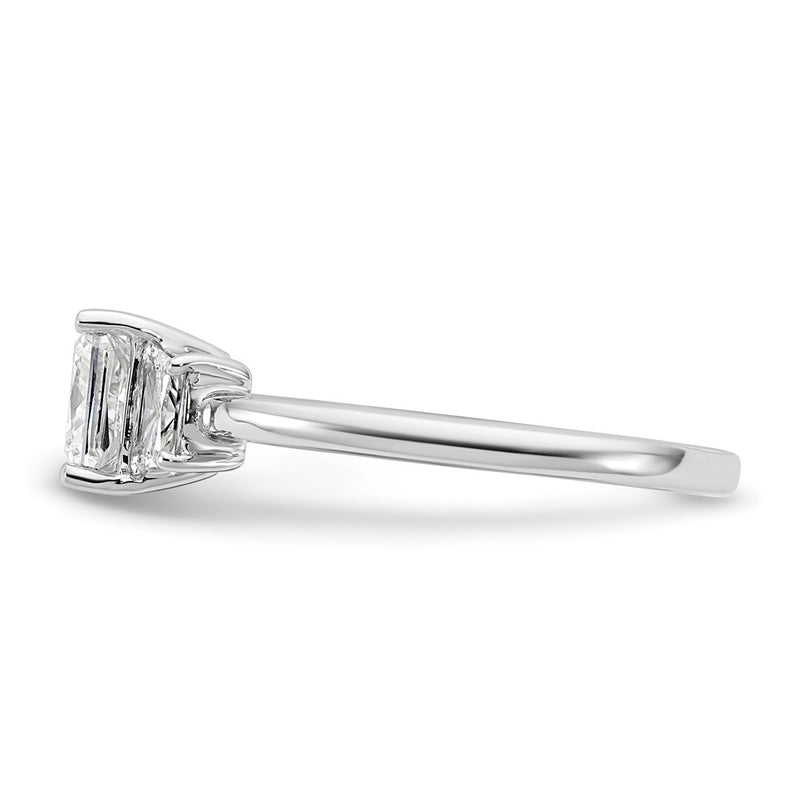 14K White Gold 3/8 carat Lab Grown Diamond VS+ F+ Trapezoid 1 carat Princess Center Semi Mount Three Stone Engagement Ring
