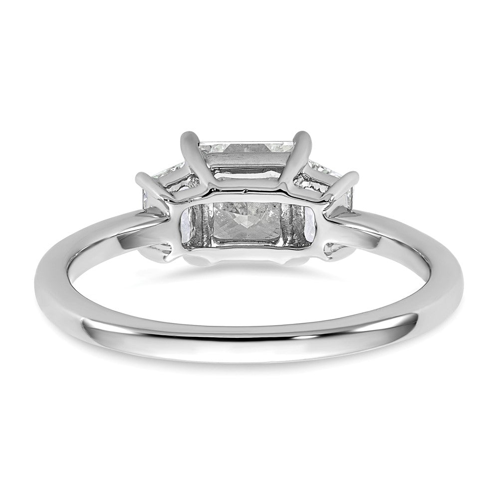 14K White Gold 1 3/8 carat Lab Grown Diamond VS+ F+ Princess and Trapezoid Complete Three Stone Engagement Ring