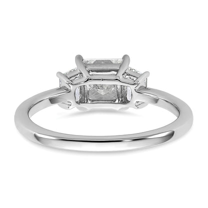 14K White Gold 1 3/8 carat Lab Grown Diamond VS+ F+ Princess and Trapezoid Complete Three Stone Engagement Ring