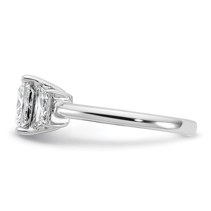 14K White Gold 3/4 carat Lab Grown Diamond VS+ F+ Trapezoid 2 carat Princess Center Semi Mount Three Stone Engagement Ring