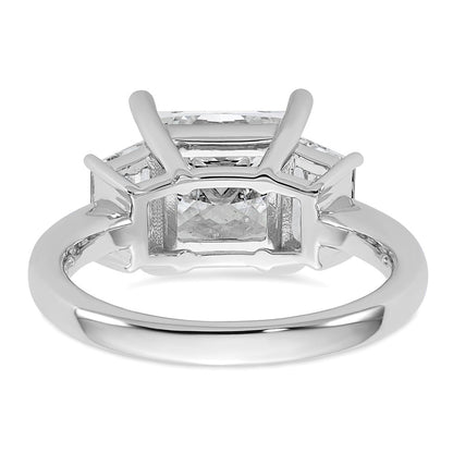 14K White Gold 1 carat Lab Grown Diamond VS+ F+ Trapezoid 3 carat Princess Center Semi Mount Three Stone Engagement Ring
