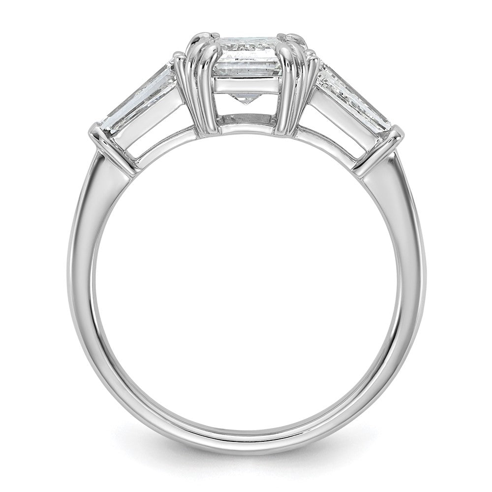 14K White Gold 3/4ct Lab Grown Dia VS+ F+ Emerald Center Semi-Mount Eng Ring