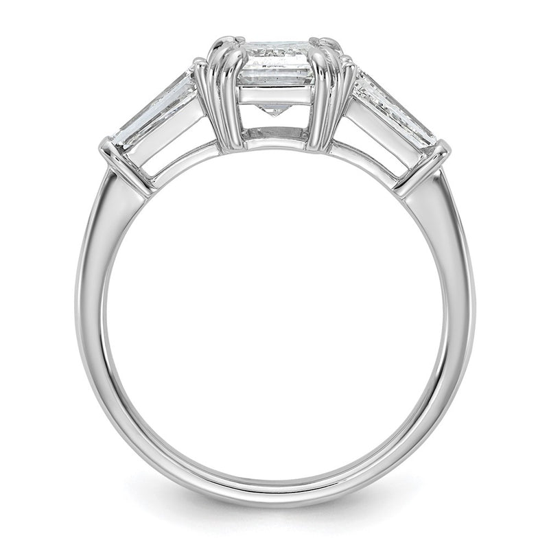 14K White Gold 3/4ct Lab Grown Dia VS+ F+ Emerald Center Semi-Mount Eng Ring