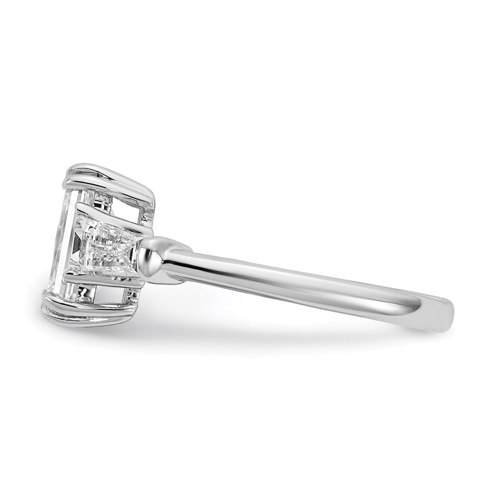 14K White Gold 3/4ct Lab Grown Dia VS+ F+ Emerald Center Semi-Mount Eng Ring