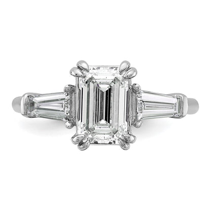 14K White Gold 3/4ct Lab Grown Dia VS+ F+ Emerald Center Semi-Mount Eng Ring