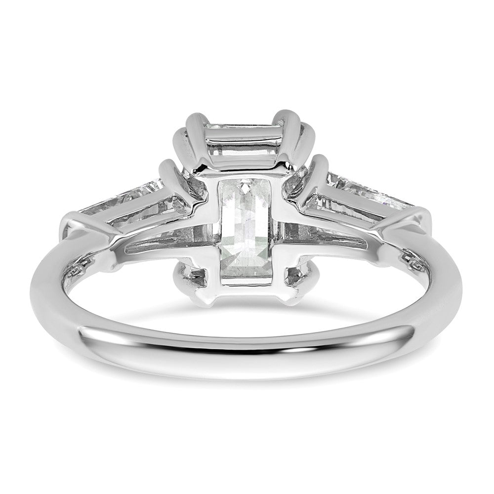 14K White Gold 3/4ct Lab Grown Dia VS+ F+ Emerald Center Semi-Mount Eng Ring