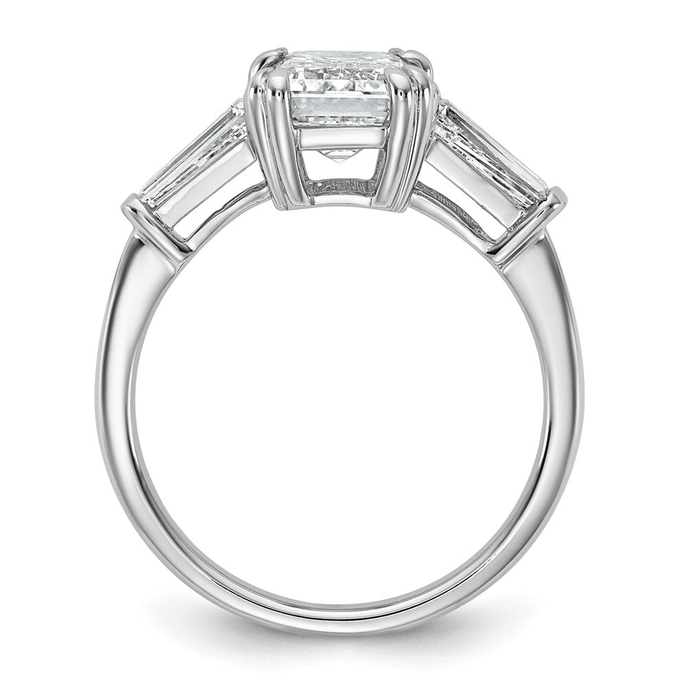 14K White Gold 7/8ct Lab Grown Dia VS+ F+ Emerald Center Semi-Mount Eng Ring