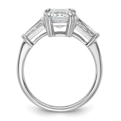14K White Gold 7/8ct Lab Grown Dia VS+ F+ Emerald Center Semi-Mount Eng Ring