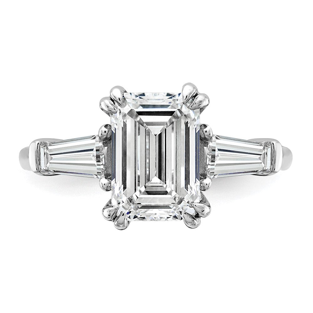 14K White Gold 7/8ct Lab Grown Dia VS+ F+ Emerald Center Semi-Mount Eng Ring