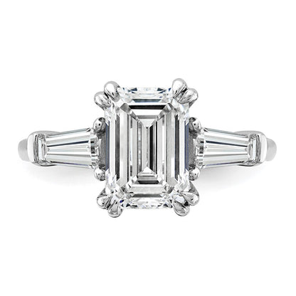 14K White Gold 7/8ct Lab Grown Dia VS+ F+ Emerald Center Semi-Mount Eng Ring