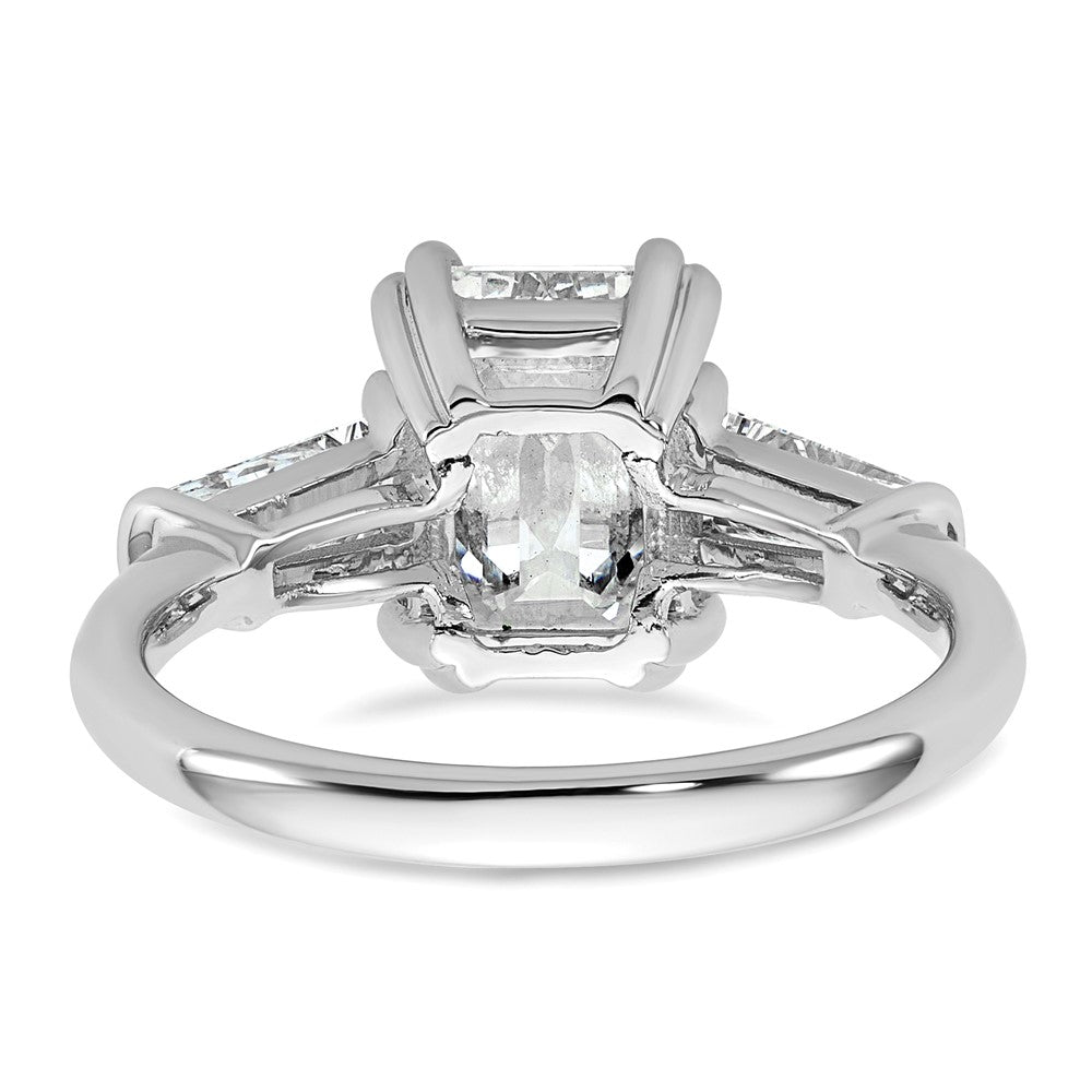 14K White Gold 7/8ct Lab Grown Dia VS+ F+ Emerald Center Semi-Mount Eng Ring