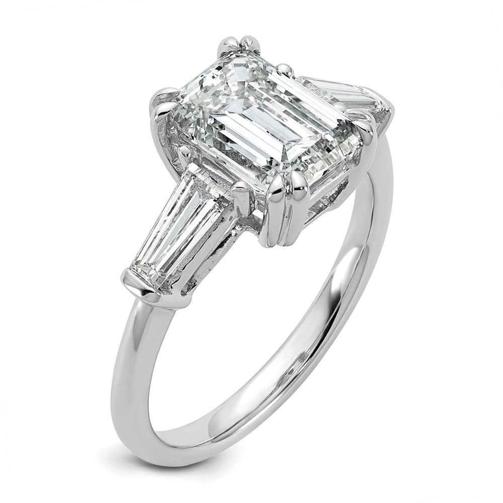 14K White Gold 7/8ct Lab Grown Dia VS+ F+ Emerald Center Semi-Mount Eng Ring