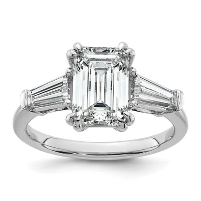 14K White Gold 7/8ct Lab Grown Dia VS+ F+ Emerald Center Semi-Mount Eng Ring
