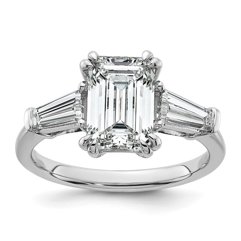 14K White Gold 7/8ct Lab Grown Dia VS+ F+ Emerald Center Semi-Mount Eng Ring