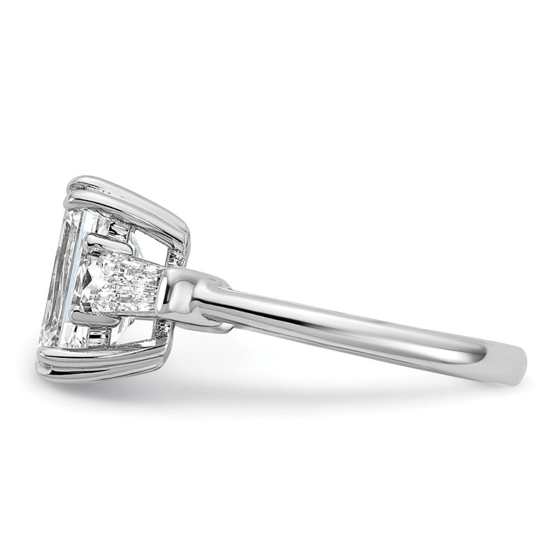 14K White Gold 3 3/4 carat Lab Grown Diamond VS+ F+ Complete Emerald and Tapered Baguette Engagement Ring