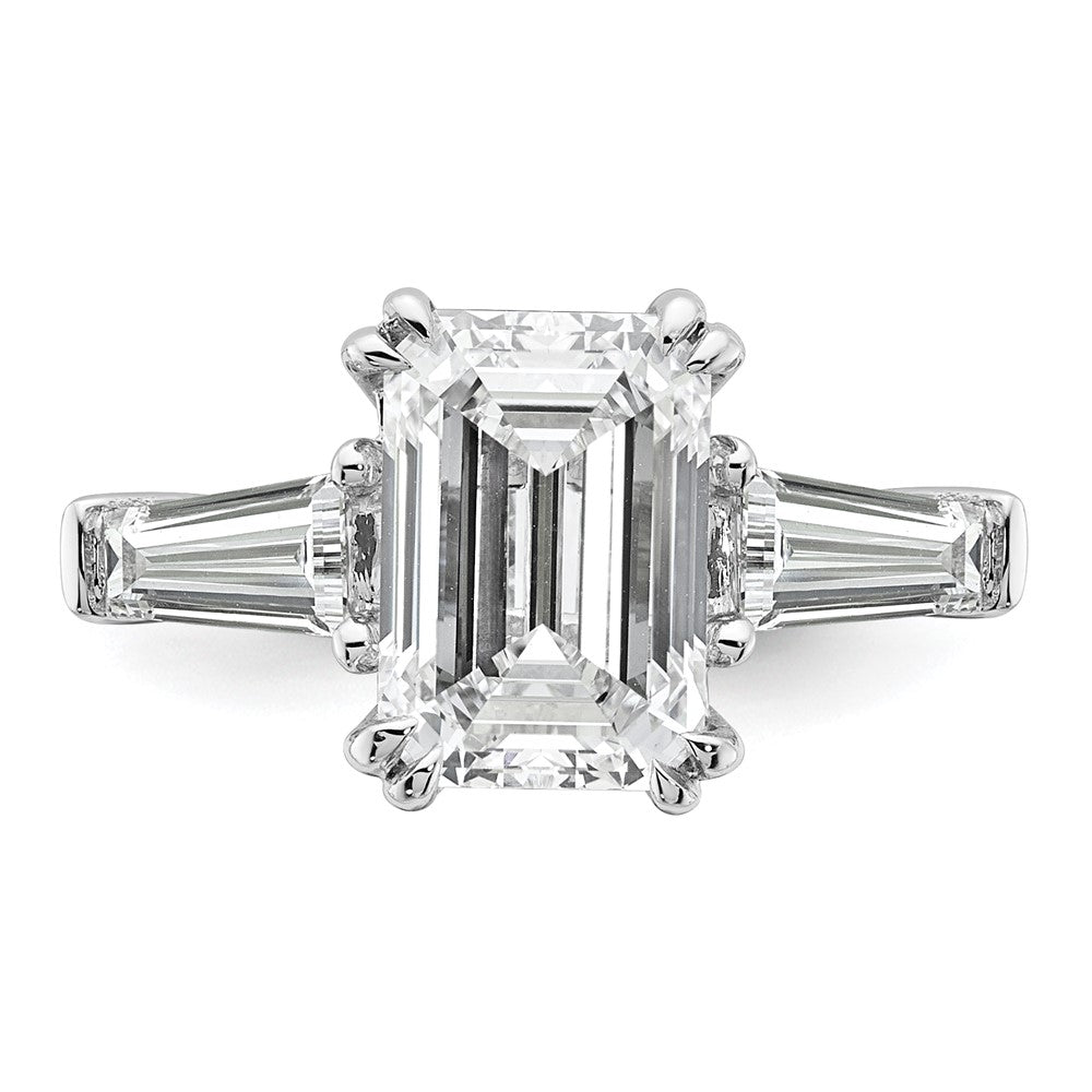 14K White Gold 3/4ct Lab Grown Dia VS+ F+ Emerald Center Semi-Mount Eng Ring