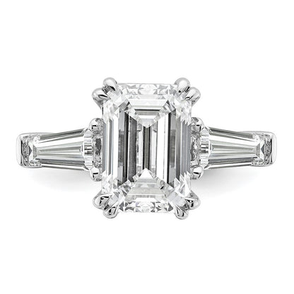 14K White Gold 3/4ct Lab Grown Dia VS+ F+ Emerald Center Semi-Mount Eng Ring