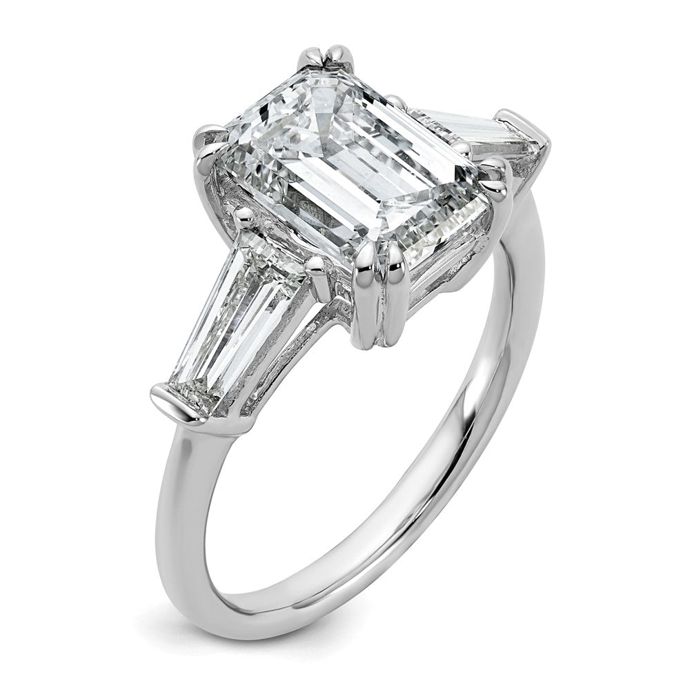 14K White Gold 3/4ct Lab Grown Dia VS+ F+ Emerald Center Semi-Mount Eng Ring