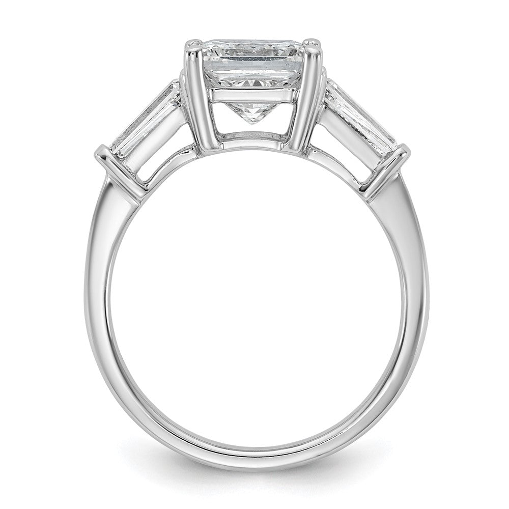 14K White Gold 5/8 carat Lab Grown Diamond VS+ F+ Tapered Baguette 2 carat Princess Center Semi Mount Three Stone Engagement Ring