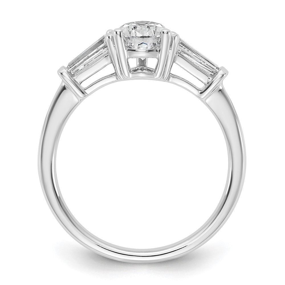 14K White Gold 1/2 carat Lab Grown Diamond VS+ F+ Tapered Baguette 1 carat Pear Center Semi Mount Engagement Ring