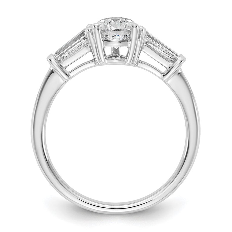 14K White Gold 1/2 carat Lab Grown Diamond VS+ F+ Tapered Baguette 1 carat Pear Center Semi Mount Engagement Ring