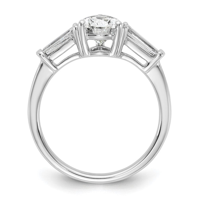 14K White Gold 5/8 carat Lab Grown Diamond VS+ F+ Tapered Baguette 1 1/2 carat Pear Center Semi Mount Engagement Ring