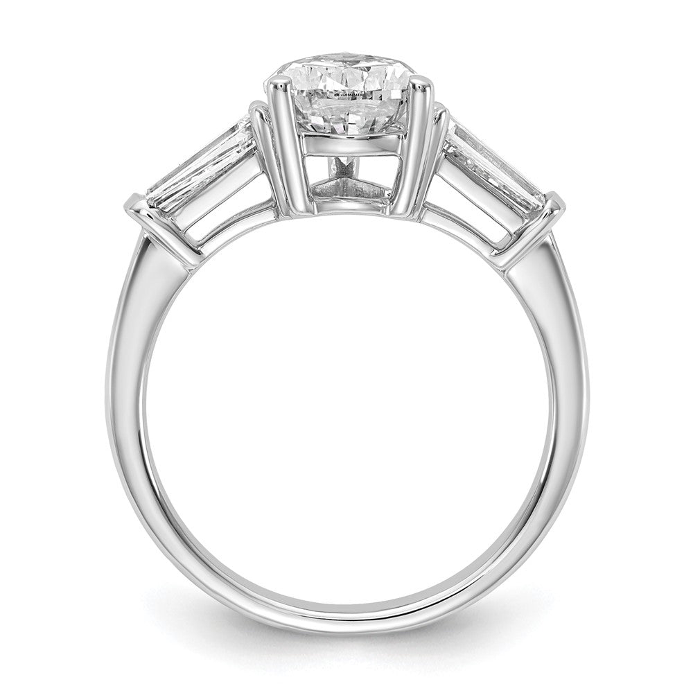 14K White Gold 5/8 carat Lab Grown Diamond VS+ F+ Tapered Baguette 2 carat Pear Center Semi Mount Engagement Ring