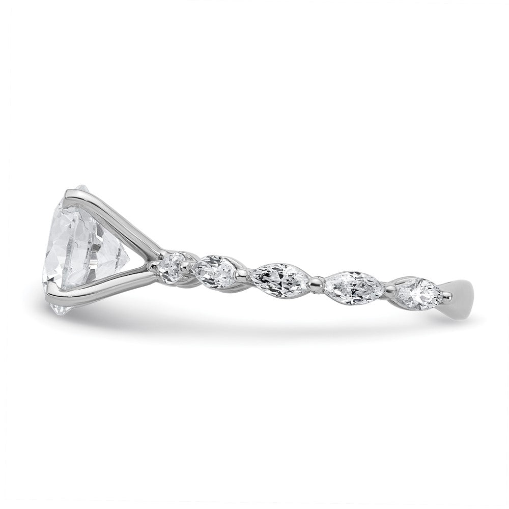 True Origin 14K White Gold 5/8 carat Lab Grown Diamond VS+ F+ Semi-Mount Round Engagement Ring
