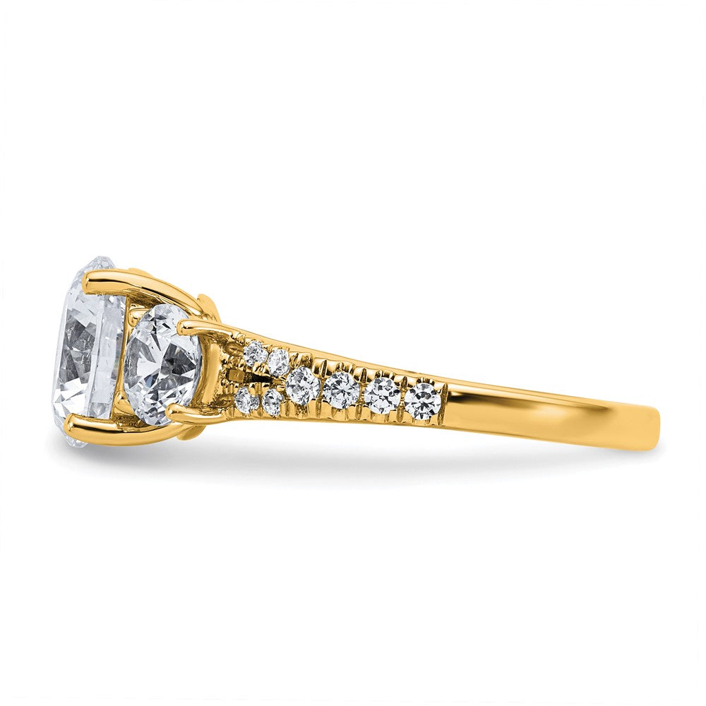 True Origin 14K Yellow Gold 2 carat Lab Grown Diamond VS+ F+ Complete Oval Three Stone Ring