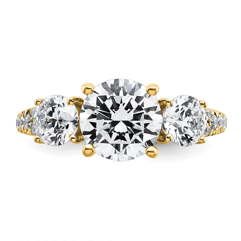 True Origin 14K Yellow Gold 2 carat Lab Grown Diamond VS+ F+ Complete Oval Three Stone Ring