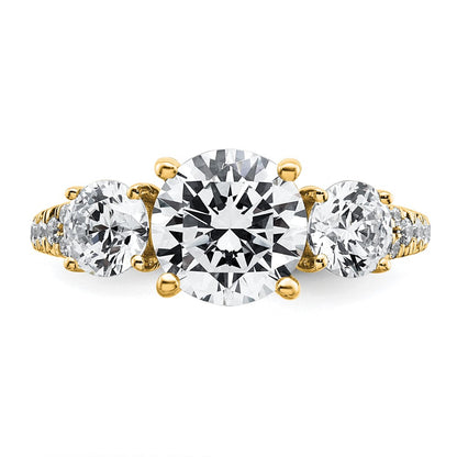 True Origin 14K Yellow Gold 2 carat Lab Grown Diamond VS+ F+ Complete Oval Three Stone Ring