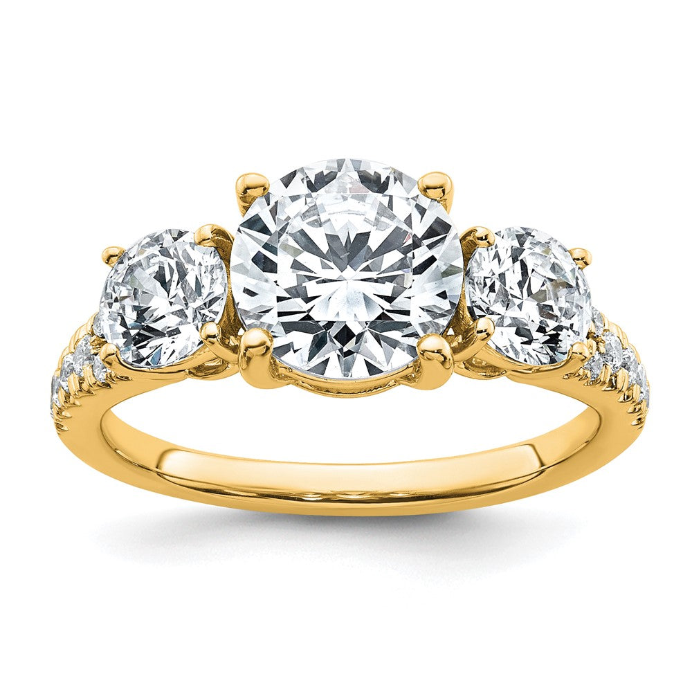 True Origin 14K Yellow Gold 2 carat Lab Grown Diamond VS+ F+ Complete Oval Three Stone Ring